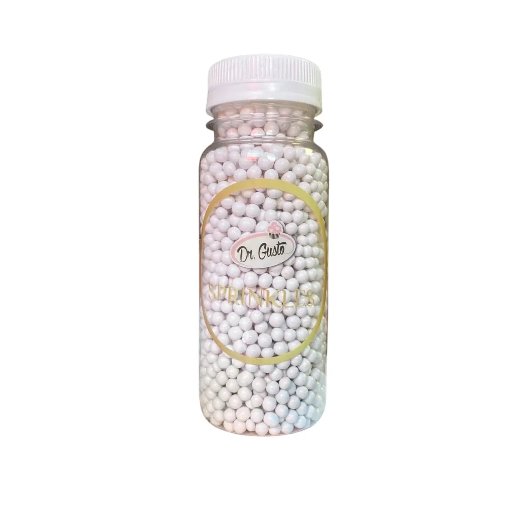 Sprinkles bomboane din Zahar perlute - ALB 4mm - 140g - Dr Gusto