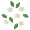 Set 11 decoratiuni comestibile din vafa Flori albe si frunze - Wilton