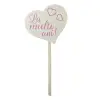 Topper tort MDF inima alba cu La multi ani scris cu roz - Anyta Cooking
