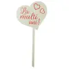 Topper tort MDF inima alba cu La multi ani scris cu rosu - Anyta Cooking