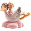 Figurină de tort – Barză în zbor cu copil, roz, 10 CM - Dekora - Anyta Cooking