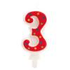 Lumânare zi de naștere - roșu cu stelute si inimioare – Nr 3 - 6,5 CM - Dekora - Anyta Cooking	