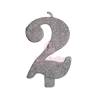 Lumanare Tort cu Sclipici - NR 2 - Argintiu - 7 cm - Anyta Cooking - Anyta Cooking
