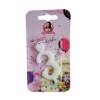 Lumanare Tort cu Sclipici - NR 3 - Alb - Anyta Cooking - Anyta Cooking