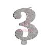 Lumanare Tort cu Sclipici - NR 3 - Argintiu - 7 cm - Anyta Cooking - Anyta Cooking