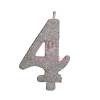 Lumanare Tort cu Sclipici - NR 4 - Argintiu - 7 cm - Anyta Cooking - Anyta Cooking