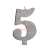 Lumanare Tort cu Sclipici - NR 5 - Argintiu - 7 cm - Anyta Cooking - Anyta Cooking