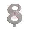 Lumanare Tort cu Sclipici - NR 8 - Argintiu - 7 cm - Anyta Cooking - Anyta Cooking