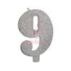 Lumanare Tort cu Sclipici - NR 9 - Argintiu - 7 cm - Anyta Cooking - Anyta Cooking