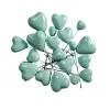 Set 20 inimioare din plastic pentru decor tort - Verde deschis