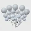 Set 20 sfere/bile din plastic pentru decor tort - Albe cu sclipici