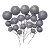 Set 20 sfere/bile din plastic pentru decor tort - Argintii cu sclipici