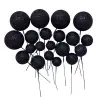  Set 20 sfere/bile din plastic pentru decor tort - Negru cu sclipici
