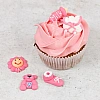 Set 5 bucăți - Decorațiune comestibilă - Baby Shower Fetiță (Roz) - Happy Sprinkles