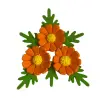 Set Decor din Pasta de Zahar - 3 Flori de Musetel ORANGE + 6 frunze - YKPACA