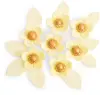 Set Decor din Pasta de Zahar - 7 Flori cu Perla + 9 Frunze - GALBEN - YKPACA