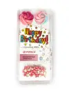 Set Decor din Pasta de Zahar „Happy Birthday” + 2 Bezele roz cu albastru + margele - YKPACA