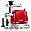 Mașină de Tocat Carne și Umplut C&acirc;rnați &ndash; Rosu - 2000W MAX, Angrenaje Metalice, 3 Site - Anyta Cooking