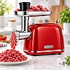 Mașină de Tocat Carne și Umplut C&acirc;rnați &ndash; Rosu - 2000W MAX, Angrenaje Metalice, 3 Site - Anyta Cooking