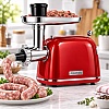 Mașină de Tocat Carne și Umplut C&acirc;rnați &ndash; Rosu - 2000W MAX, Angrenaje Metalice, 3 Site - Anyta Cooking