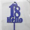 Topper Tort 18 Hello , albastru  ,MDF - Anyta Cooking