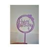 Topper Tort Happy Birthday rotund cu inimioare ,Violet ,MDF-Anyta Cooking