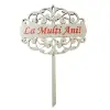 Topper tort MDF La Multi Ani - Alb cu scris ROSU