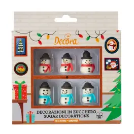 Set 6 decoruri din zahar Om de zapada 3D - Decora