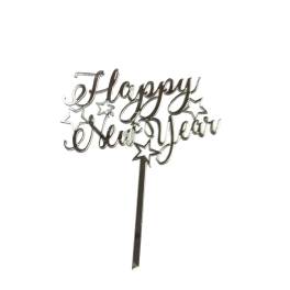 Topper Tort, Happy New Year, argintiu, acril - Anyta Cooking