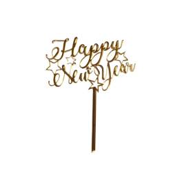  Topper Tort, Happy New Year, auriu, acril - Anyta Cooking