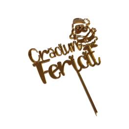 Topper Tort, Craciun fericit, Mos Craciun, auriu, acril - Anyta Cooking