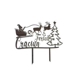 Topper Tort, Craciun fericit, Mos Craciun cu sania, argintiu, acril- Anyta Cooking
