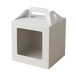Cutie alba pentru tort cu maner si fereastra 35 × 35 × 15 cm - Anyta Cooking