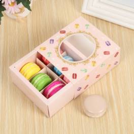 Cutie pentru 6 Macaronsi -12x11x5 cm -Roz-Anyta Cooking