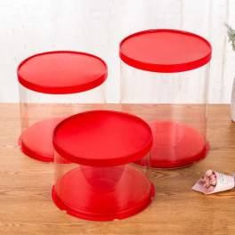Cutii Torturi transparente Rotunde - Rosu -Anyta Cooking