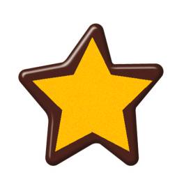 Decor 2D din ciocolata neagra - STEA AURIU -3,5 x 3,5 cm - Dekora (ss)