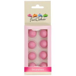 Decor din ciocolata bilute roz-FunCakes/ 8 buc