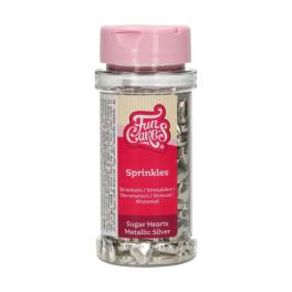 Decor din zahar -HEARTS METALLIC SILVER  - 80 G - Funcakes