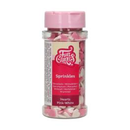 Decor din zahar- HEARTS PINK-WHITE 60 G - Funcakes