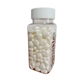 Decor din zahar - Inimioare Mari - Alb Sidef - 90 gr - Dr Gusto