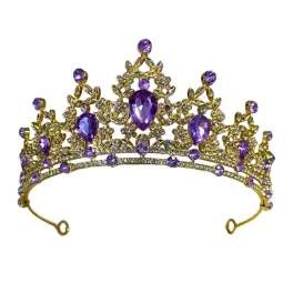 Coronita pentru tort aurie cu cristale lila - Anyta Cooking