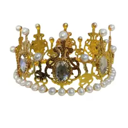 Coronita mica aurie cu perle si pietricele albe - Anyta Cooking