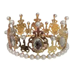 Coronita mica auriu rose cu perle si pietricele albe - Anyta Cooking