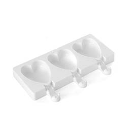 Forma silicon pt mini Inghetata + betisoare - 3 Inimioare - 67x55mm - Silikomart