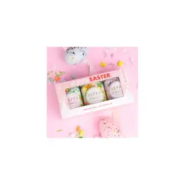 Set 3 buc decor din zahar – Happy Easter - Editie Specială de Paste - Happy Sprinkles (cutie roz)
