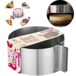 Inel Reglabil Rotund din inox, 16-30ØCM - 8cm inalt - Anyta Cooking - Anyta Cooking