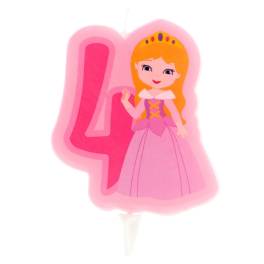 Lumânare  cifra 4- Printesă 2D - 7 CM - Dekora