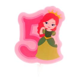 Lumânare  cifra 5- Printesă 2D - 7 CM - Dekora