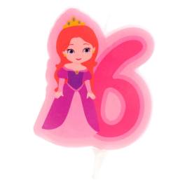 Lumânare  cifra 6- Printesă 2D - 7 CM - Dekora