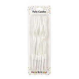 Set 12 buc lumanari ondulate - Alb Sidef - 20 cm - Party candles